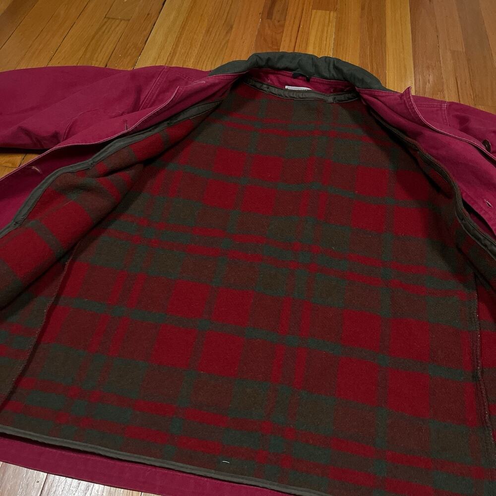 Womens Vintage LL Bean Chore Barn Coat T540 Red Made in USA Removable Wool Liner - Picture 4 of 15
